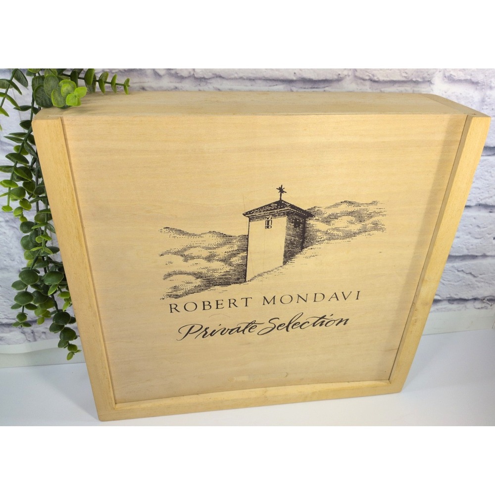 SOLID🍷Robert Mondavi Wooden Wine Box 4Bottle Compartment Storage Gift Sliding